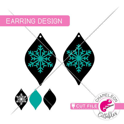 Snowflake leaf Earring Template - SVG PNG DXF EPS SVG Chameleon Cuttables 