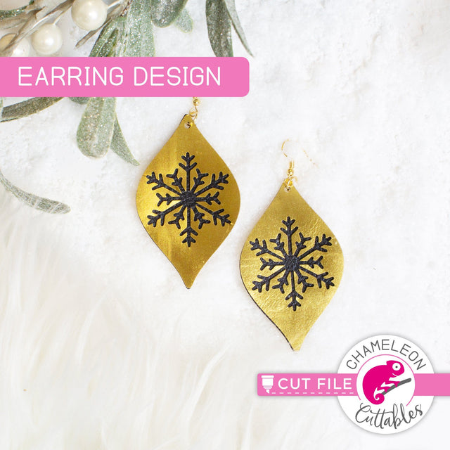 Snowflake leaf Earring Template - SVG PNG DXF EPS SVG Chameleon Cuttables 
