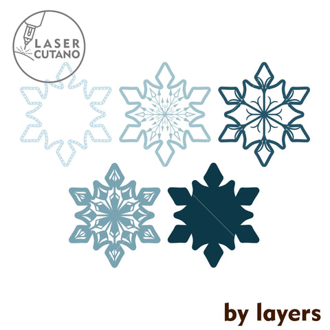 SNOWFLAKE MANDALA Laser Cut Wall Decor, Wood Cut and Paper Cut Template SVG LaserCutano 