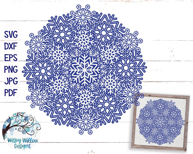 Snowflake Mandala SVG Cut File SVG Wispy Willow Designs 