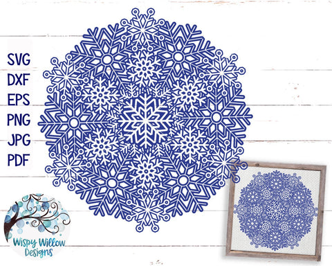 Snowflake Mandala SVG Cut File SVG Wispy Willow Designs 