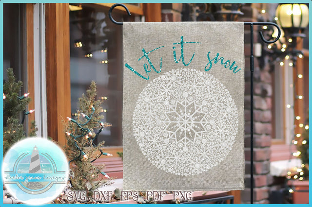 Snowflake Mandala with Let It Snow Quote SVG SVG Harbor Grace Designs 
