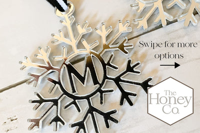 Snowflake Monogram Laser Cut Files SVG PNG DXF SVG The Honey Company 
