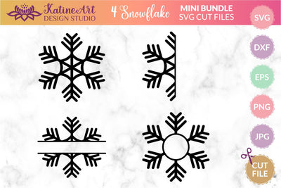 Snowflake Monogram Svg Bundle Christmas Ornament Svg. Winter Clipart frames Cut Files For Cricut And Silhouette. SVG KatineArt 