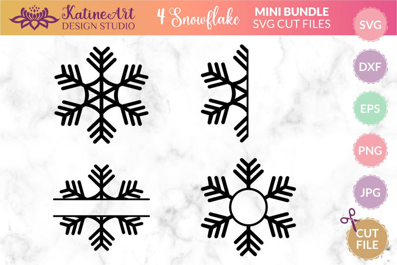 Snowflake Monogram Svg Bundle Christmas Ornament Svg. Winter Clipart frames Cut Files For Cricut And Silhouette. SVG KatineArt 