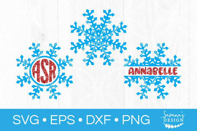 Snowflake Monogram SVG Bundle SVG SavanasDesign 