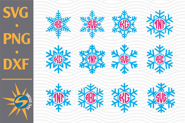 Snowflake Monogram SVG, PNG, DXF Digital Files Include SVG SVGStoreShop 
