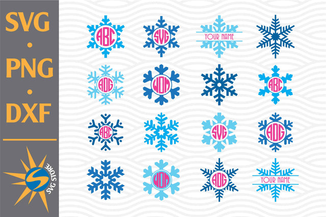 Snowflake Monogram SVG, PNG, DXF Digital Files Include SVG SVGStoreShop 