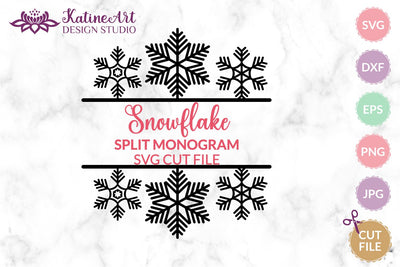 Snowflake Monogram Svg Split Monogram Frame Christmas Border Cut File Cut File for Cricut and Silhouette. SVG KatineArt 