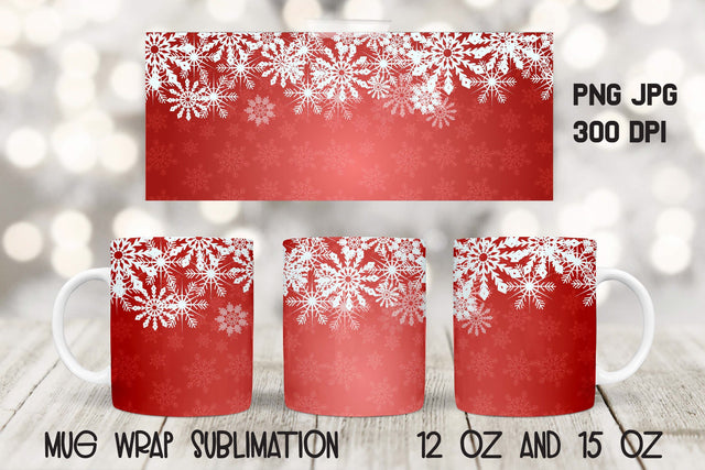 Snowflake Mug Wrap Sublimation, Christmas Sublimation. Sublimation Elinorka 