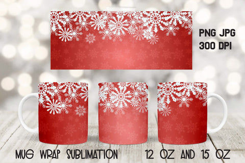 Snowflake Mug Wrap Sublimation, Christmas Sublimation. Sublimation Elinorka 