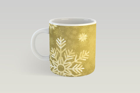 Snowflake Mug Wrap Sublimation, Golden Snowflake Design. Sublimation Elinorka 