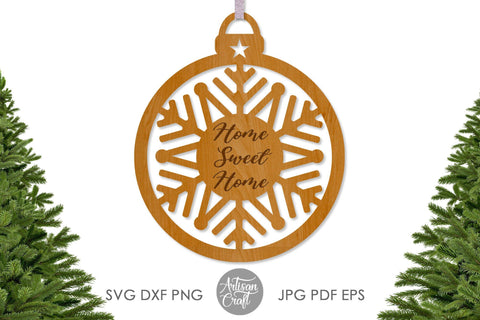 Snowflake ornament, laser cut file, single line, SVG SVG Artisan Craft SVG 