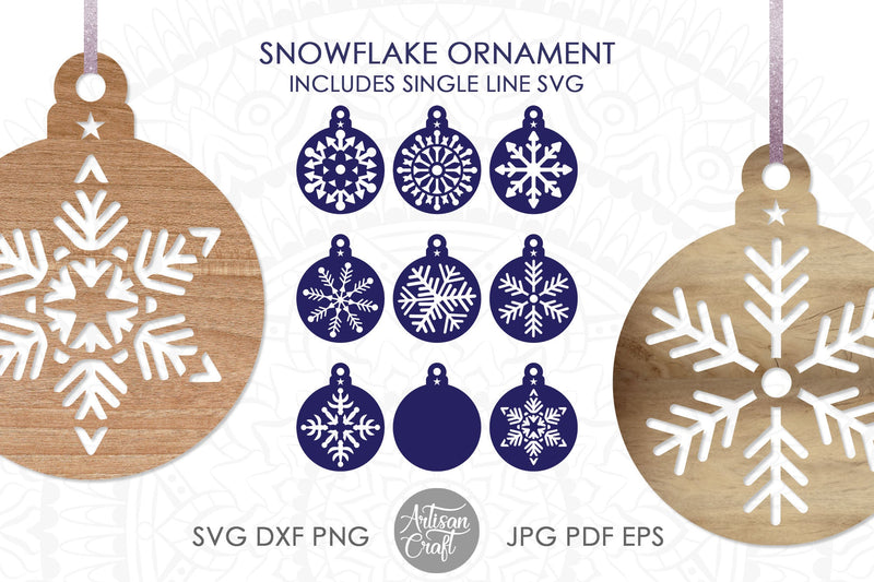Snowflake ornament SVG cut file for Christmas SVG Artisan Craft SVG 