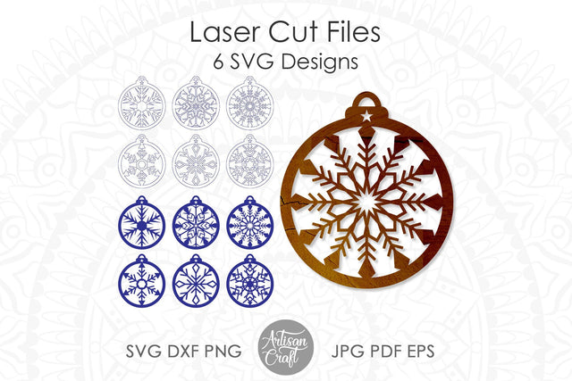 Snowflake ornament, SVG for laser cutting SVG Artisan Craft SVG 