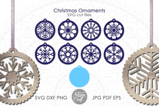 Snowflake ornament SVG, scalloped border SVG Artisan Craft SVG 