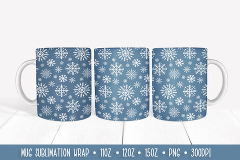 Snowflake Pattern Mug Sublimation Design. Winter Mug Wrap Sublimation Vera Fedorova 