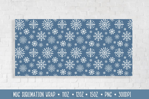 Snowflake Pattern Mug Sublimation Design. Winter Mug Wrap Sublimation Vera Fedorova 