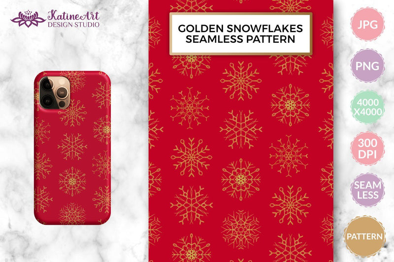 Snowflake pattern seamless snowflakes winter digital paper SVG KatineArt 