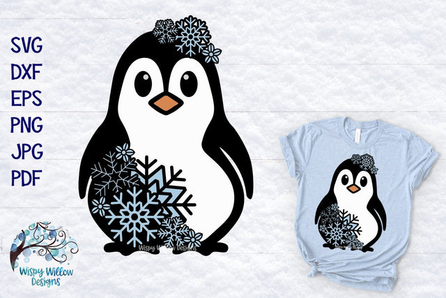 Snowflake Penguin SVG SVG Wispy Willow Designs 