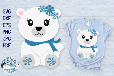 Snowflake Polar Bear SVG SVG Wispy Willow Designs 