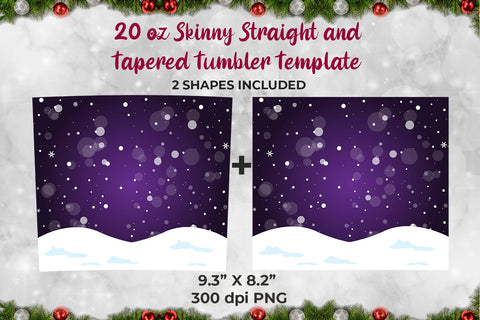 Snowflake Purple Background Tumbler Wrap Template 20 oz for Sublimation Sublimation Sublimatiz Designs 