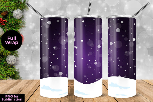 Snowflake Purple Background Tumbler Wrap Template 20 oz for Sublimation Sublimation Sublimatiz Designs 