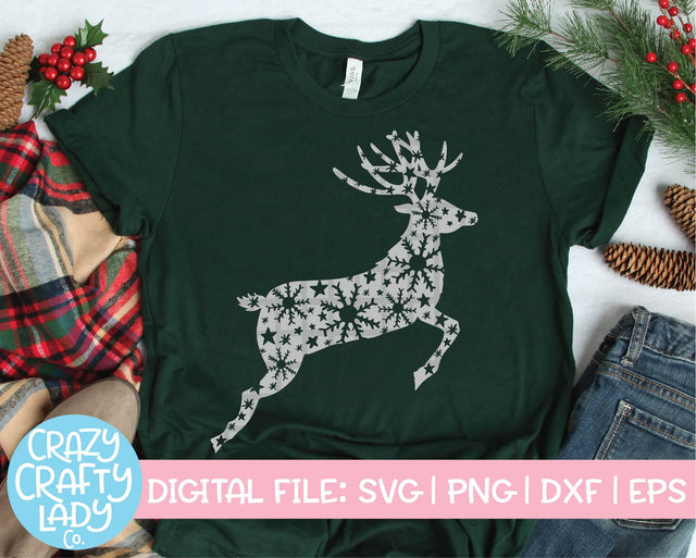 Snowflake Reindeer | Christmas SVG Cut File SVG Crazy Crafty Lady Co. 