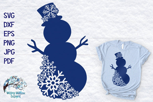 Snowflake Snowman SVG SVG Wispy Willow Designs 
