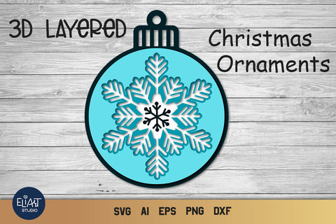 Snowflake SVG, 3D SVG Christmas Ornament, Layered Ornament. 3D Paper Elinorka 