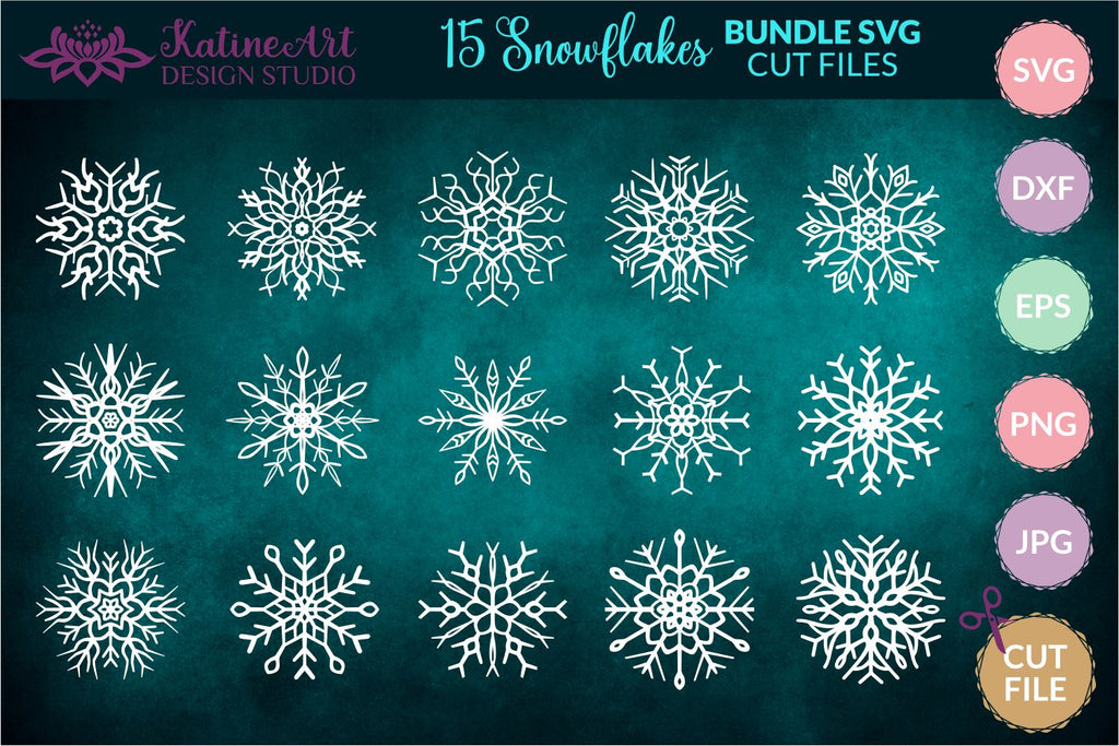 Snowflake svg bundle - 15 christmas winter clipart cut files for Cricut ...