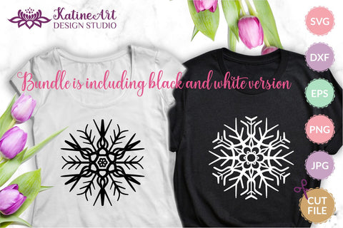 Snowflake svg bundle - 15 christmas winter clipart cut files for Cricut and Silhouette. SVG KatineArt 