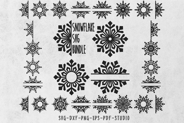 Snowflake svg bundle, Snowflake monogram svg SVG CuttingLineStore 