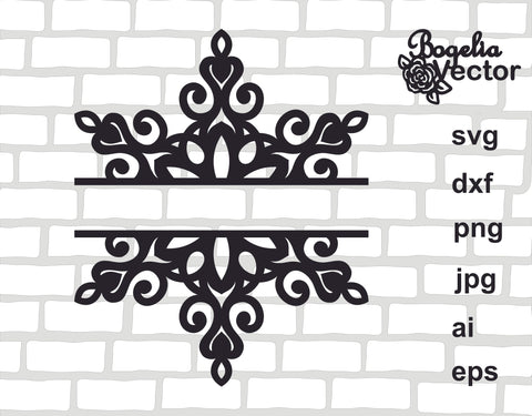 Snowflake Svg file bundle, Snowflake Cut file, Christmas Svg, Snowflake Split Frame, Circle Frame, Wreath, Christmas Ornament, Holiday Sign SVG BogeliaVector 