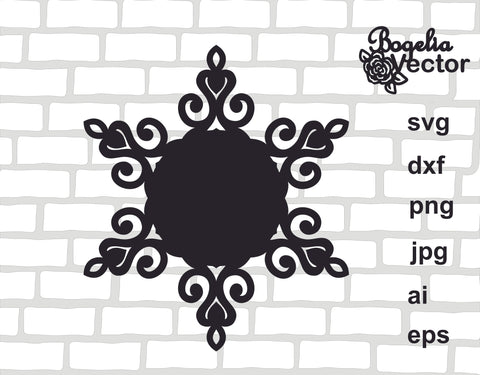 Snowflake Svg file bundle, Snowflake Cut file, Christmas Svg, Snowflake Split Frame, Circle Frame, Wreath, Christmas Ornament, Holiday Sign SVG BogeliaVector 