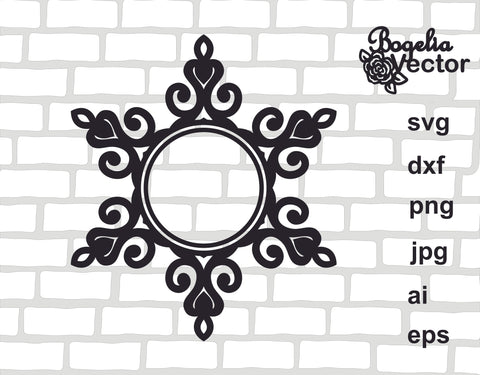 Snowflake Svg file bundle, Snowflake Cut file, Christmas Svg, Snowflake Split Frame, Circle Frame, Wreath, Christmas Ornament, Holiday Sign SVG BogeliaVector 