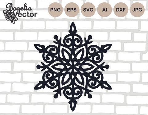 Snowflake Svg file, Snowflake Cut file, Christmas Svg, Christmas Laser Cut file, Snowflake Ornament, Merry Christmas Svg Design, Winter SVG BogeliaVector 