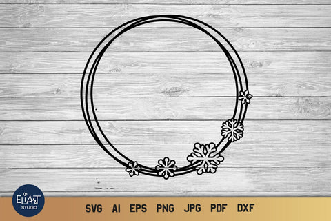Snowflake SVG Frame, Christmas SVG Monogram, Circle Frame. SVG Elinorka 