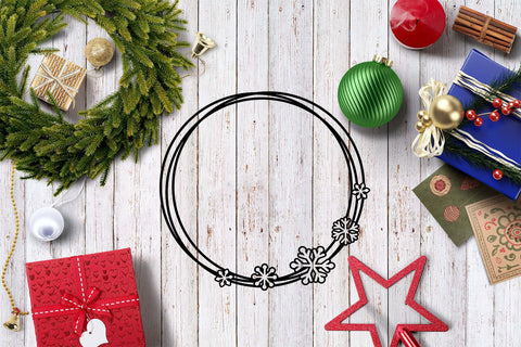 Snowflake SVG Frame, Christmas SVG Monogram, Circle Frame. SVG Elinorka 