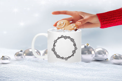 Snowflake SVG Frame, Christmas SVG Monogram, Circle Frame. SVG Elinorka 