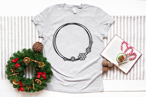 Snowflake SVG Frame, Christmas SVG Monogram, Circle Frame. SVG Elinorka 