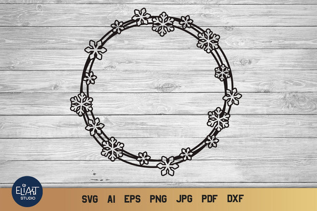 Snowflake SVG Frame, Christmas SVG Monogram, Circle Frame. SVG Elinorka 