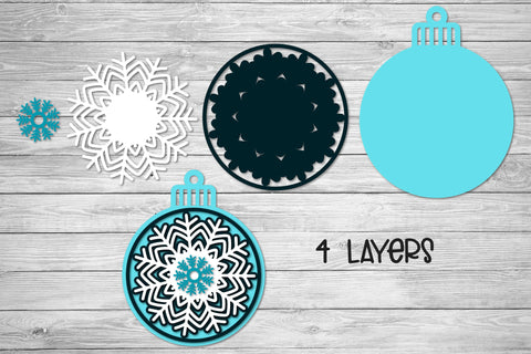 Snowflake SVG Ornament, 3D SVG Layered Christmas Ornament. 3D Paper Elinorka 