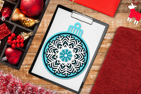 Snowflake SVG Ornament, 3D SVG Layered Christmas Ornament. 3D Paper Elinorka 