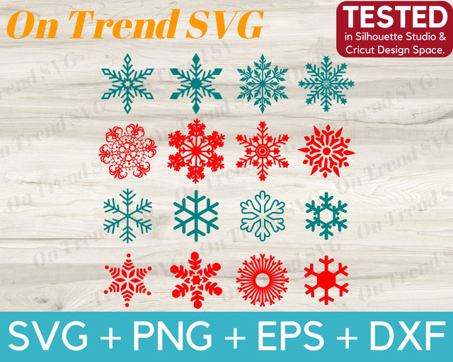 Snowflake SVG PNG DXF EPS cut files SVG OnTrendSVG 