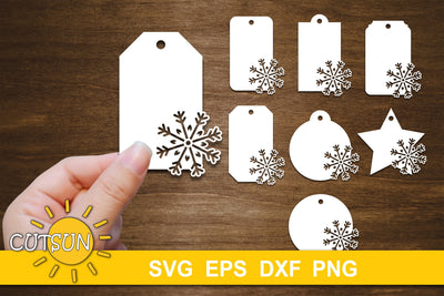 Snowflake Tags SVG bundle | Christmas bundle SVG | Snowflake bundle SVG SVG CutsunSVG 