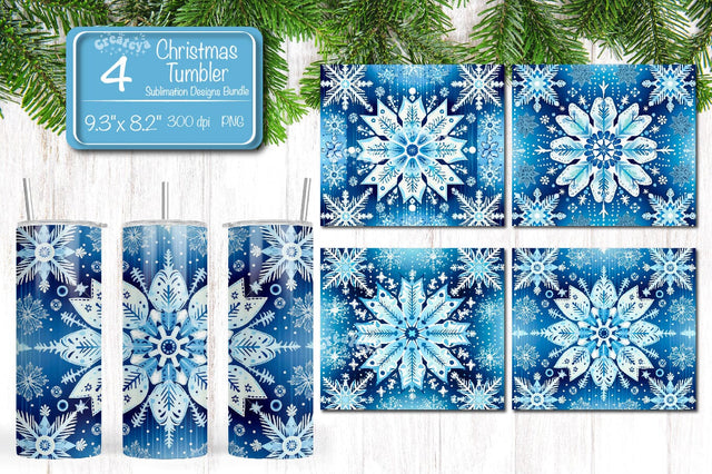 Snowflake Tumbler wrap png 20 Oz sublimation design Christmas Tumbler Bundle Xmas Sublimation Createya Design 