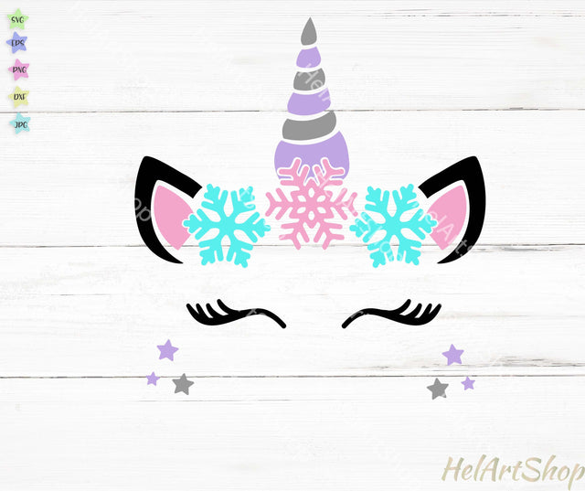 Snowflake Unicorn SVG, Kids Christmas SVG SVG _HelArtShop_ 
