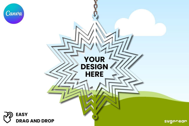 Snowflake Wind Spinner Canva Mockup | Editable | Easy to use Mock Up Photo SvgOcean 