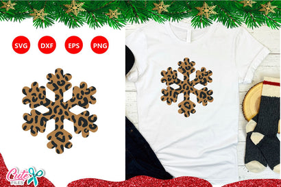 Snowflake with leopard texture christmas SVG cut file SVG Cute files 